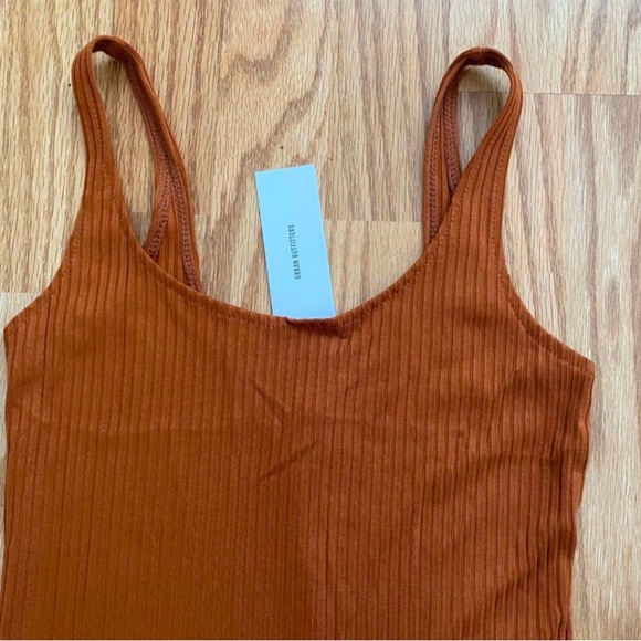 NWT Urban Outfitters Bella Ribbed Knit Bodycon Midi Dress - Brown - Picture 3 of 6